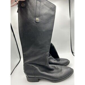 Sam Edelman Women’s Penny Riding Black Leather Boots, Size 9.5